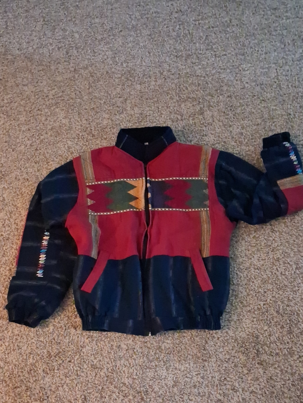 Vintage Unisex 1980s–1990s  Guatemalan hand-woven unisex bomber Jacket